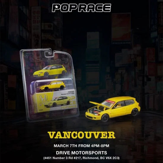 Poprace 1/64 Honda Civic EG 6 Bright Yellow Event Exclusive Vancouver