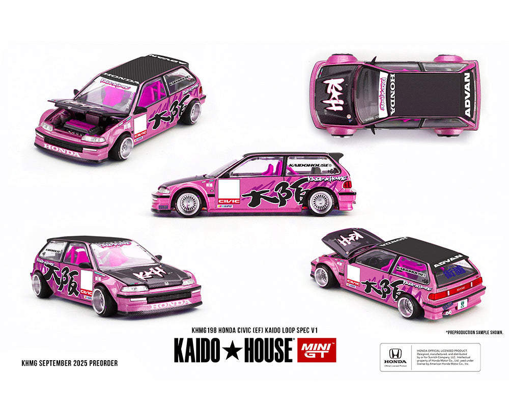 (Preorder) Kaido House x Mini GT Honda Civic (EF) Kaido Loop Spec V1 – Pink