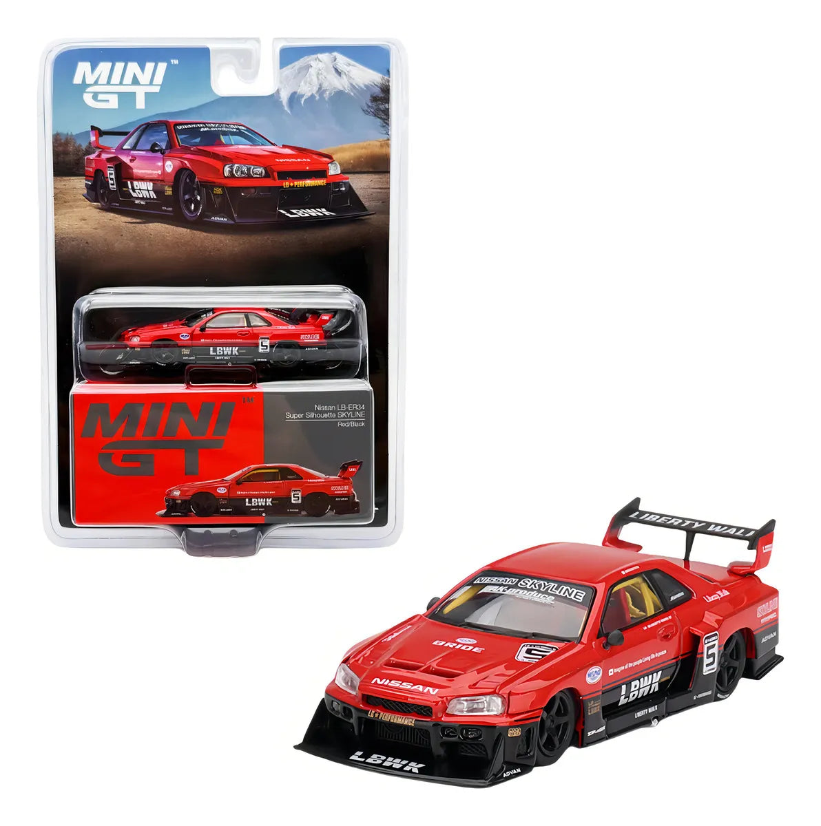 MINI GT #843 1:64 LBWK LIBERTY WALK NISSAN LB-ER34 SUPER SILHOUETTE