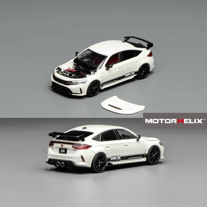 Motorhelix 1/64 Honda Civic TYPE R (FL5) HKS Championship White M65319