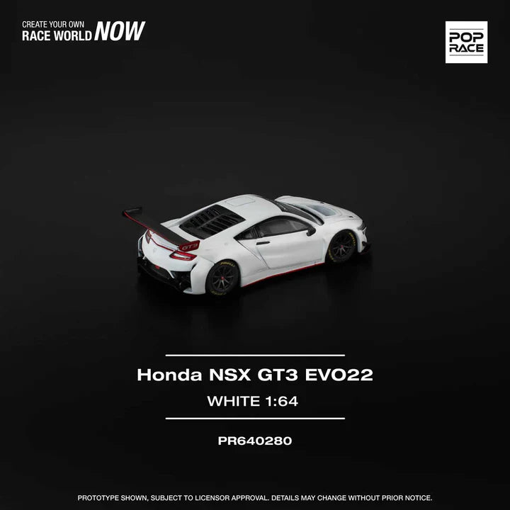 HONDA NSX GT3 EVO22 - WHITE PR640280 POP RACE 1:64 DIECAST MODEL