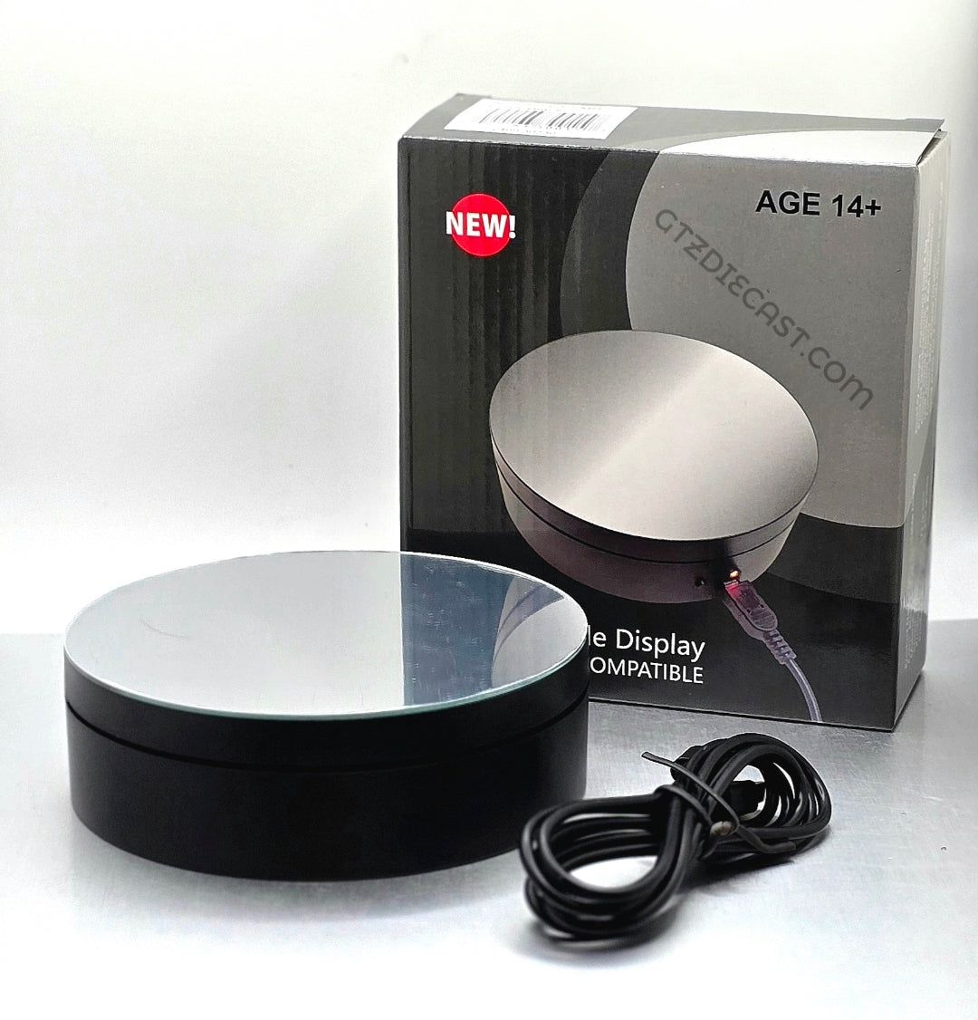 360 turn table display Black W/ Mirror top