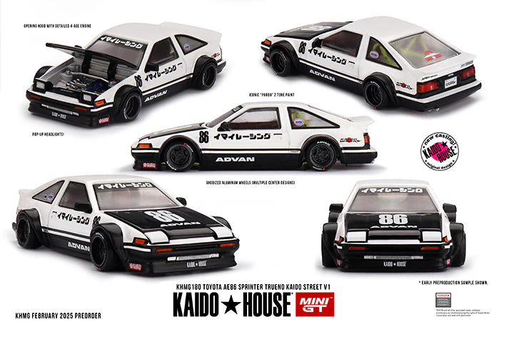 Kaido House x Mini GT 1:64 Toyota AE86 Sprinter Trueno Kaido Street V1- White