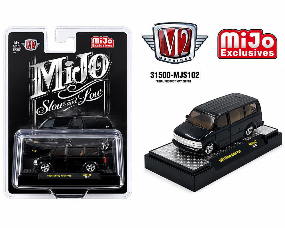 M2 Machines 1:64 1995 Chevrolet Astro Van Custom Slow & Low – Black – MiJo Exclusives