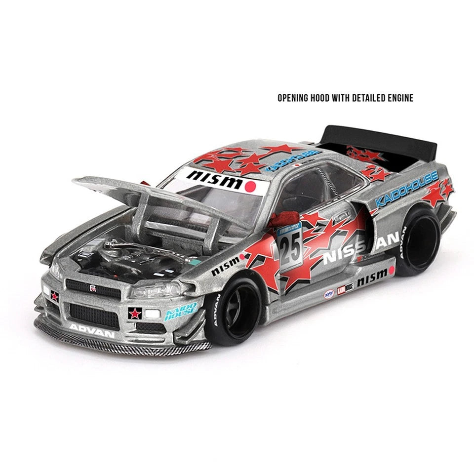 Nissan Skyline GT-R (R34) Kaido Star Racing V1- Silver - Kaido House x Mini GT 1:64