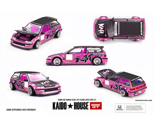 (Preorder) Kaido House x Mini GT Honda Civic (EF) Kaido Loop Spec V1 – Pink