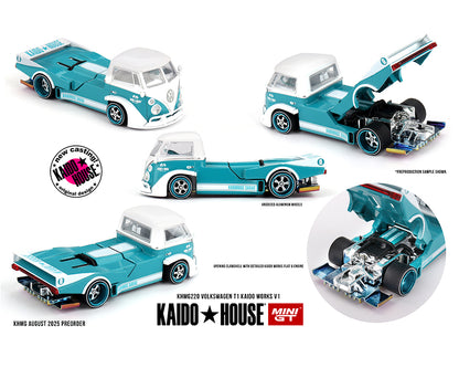 1:64 Kaido House x Mini GT Volkswagen T1 KAIDO WORKS V1 – Turquoise/White