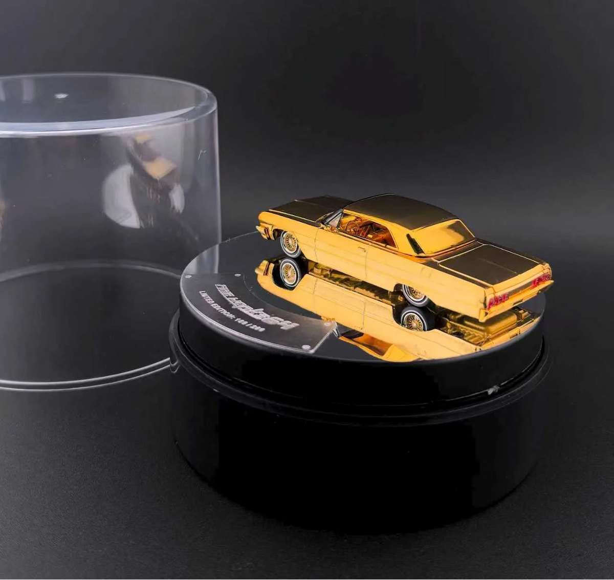 (COMING SOON) ine Works 1:64 Chevrolet Impala West Coast Bouncing Cars- Chrome Gold Luxury Version with Electric Turntable