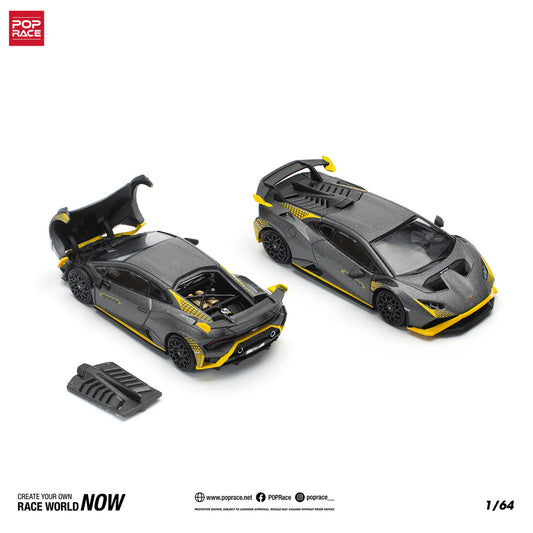LAMBORGHINI HURACAN STO MATTE GREY PR640242 POP RACE 1:64 DIECAST MODEL