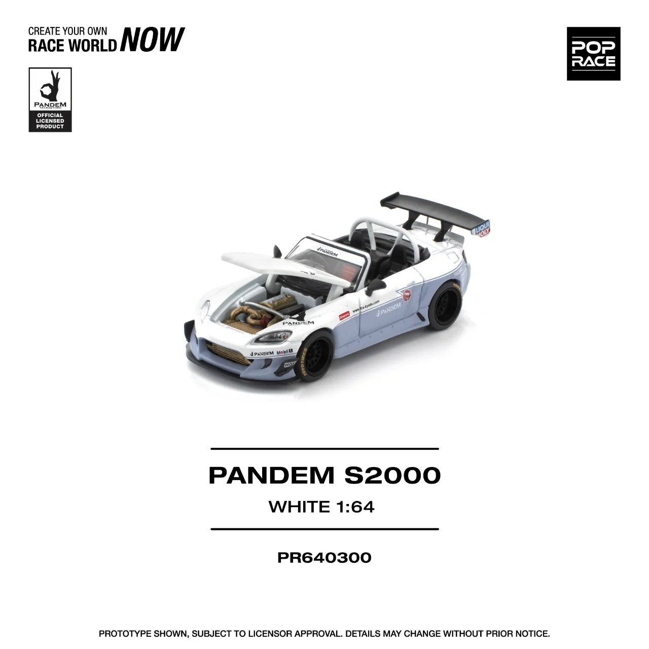 (COMING SOON) PANDEM S2000 WHITE PR640300 POP RACE 1:64 SCALE