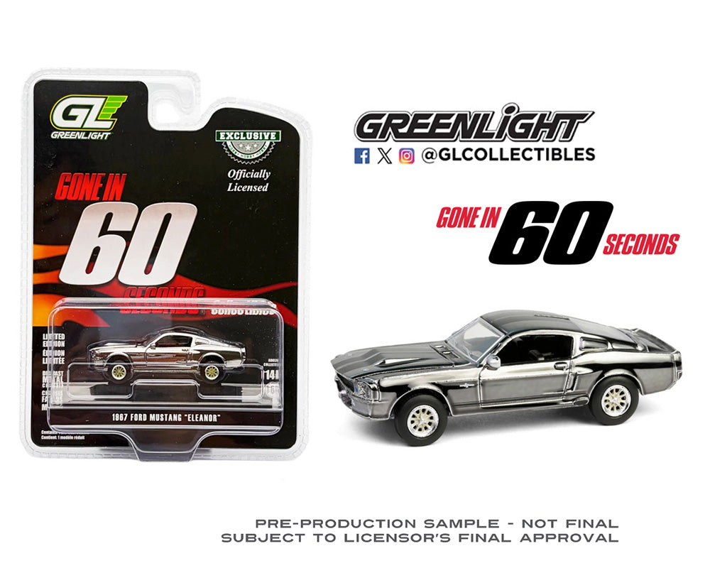 (Preorder) Greenlight 164 1967 Ford Mustang Eleanor – Gone in 60 Second – Chrome Edition – Hollywood