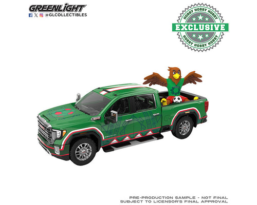 (Preorder) Greenlight 1:64 International Soccer Celebration ’26 – 2022 GMC Sierra 3500 HD Mexico Tribute with Eagle – Limited Edition