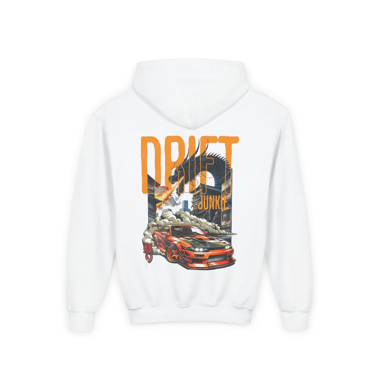 Youth Hoodie – "Drift Junkie" Car Racing Graphic Pullover