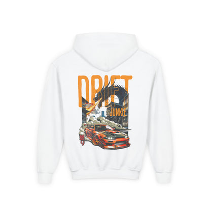 Youth Hoodie – "Drift Junkie" Car Racing Graphic Pullover