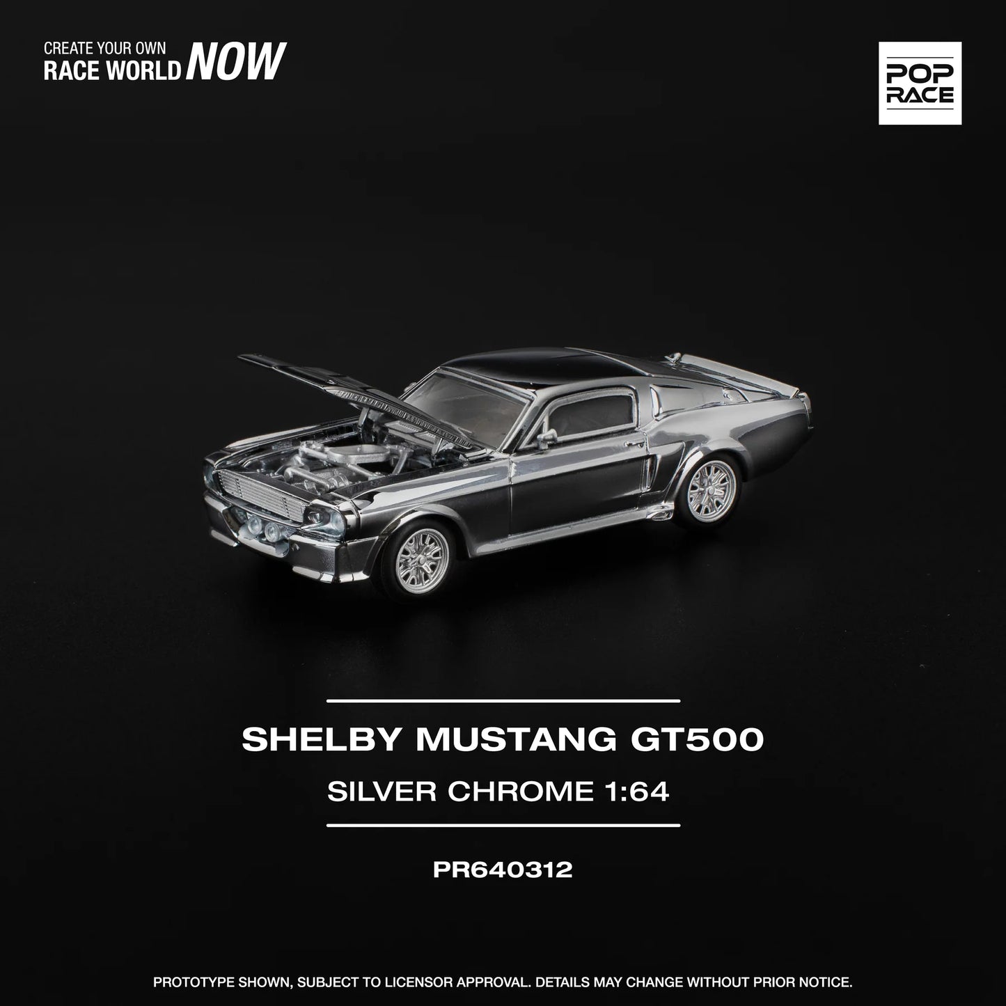 (PRE ORDER) POPRACE 1/64 SHELBY MUSTANG GT500 - SILVER CHROME PR640312