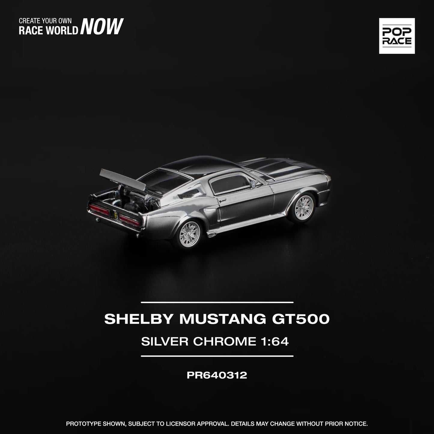 (PRE ORDER) POPRACE 1/64 SHELBY MUSTANG GT500 - SILVER CHROME PR640312