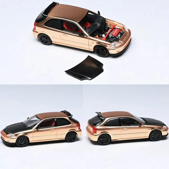MOTORHELIX 1/64 HONDA CIVIC TYPE R (EK9) ELECTROPLATING COPPER HONG KONG TOYCAR SALON EXCLUSIVE 2025