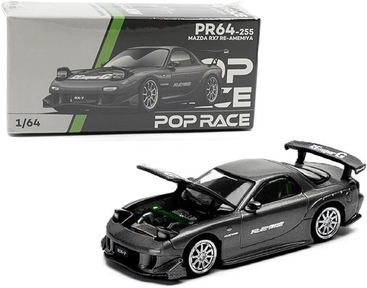 POPRACE PR64-255 Mazda RX-7 RE-AMEMIYA WIDEBODY GUN METAL 1/64 NEW POP RACE RX7