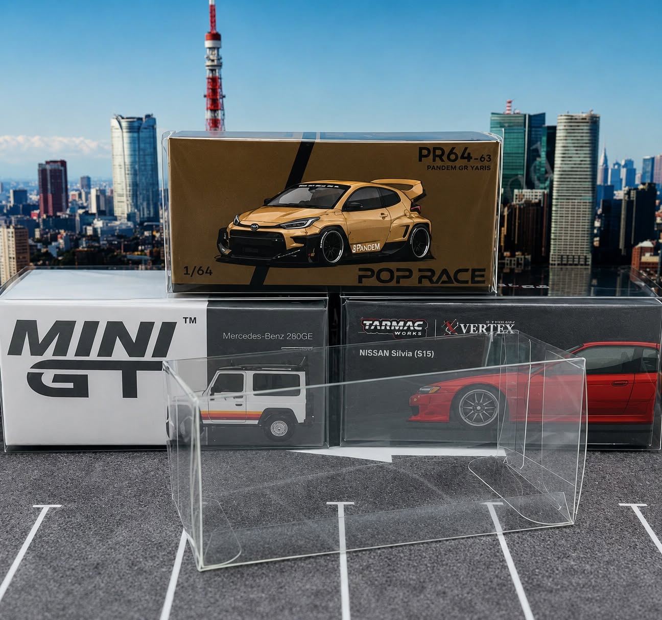 POPRACE / Large MINI GT / TARMAC WORKS GLOBAL64 Protector Case (103mm x 48mm x 50mm) Pack of 10