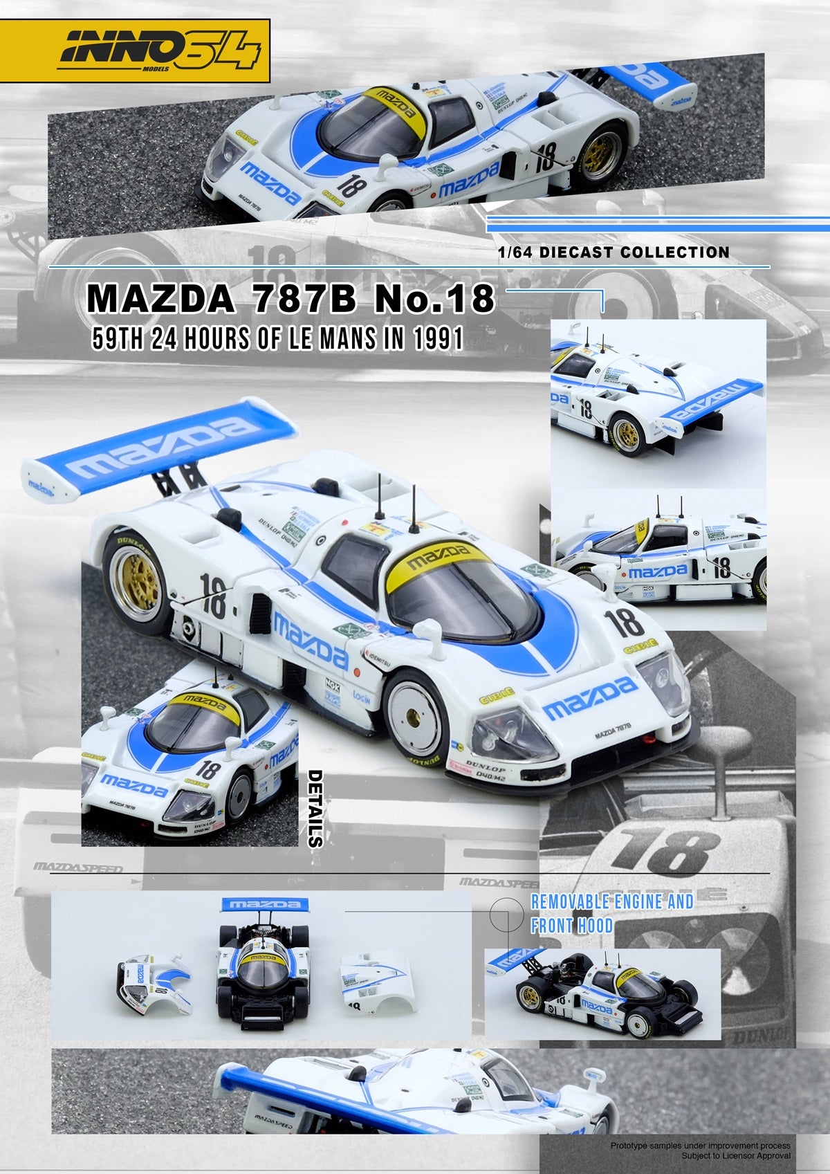 (PRE-ORDER) INNO64 1/64 MAZDA 787B No.18 59th 24 Hours Le Mans 1991