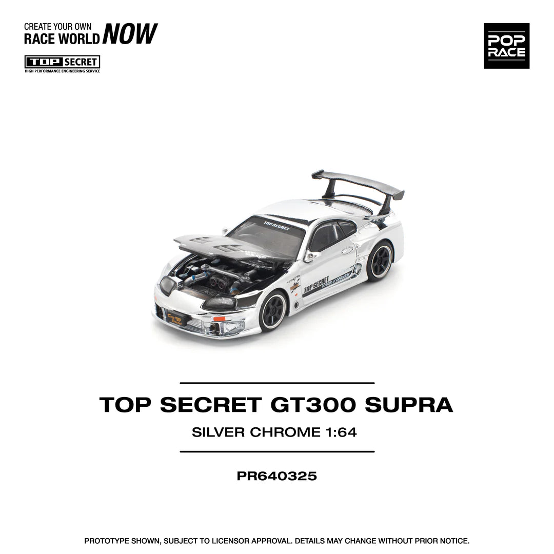 POPRACE 1:64 Top Secret GT300 Supra - Silver Chrome PR640325