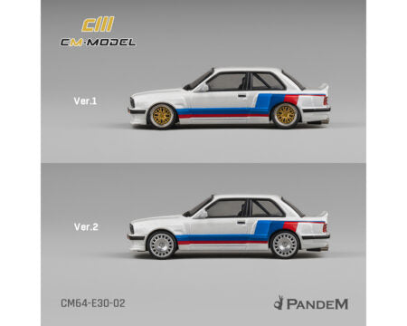 (COMING SOON)  CM MODEL 1/64 Pandem M3 E30 Alpine White with M Tri-Stripes CM64-E30-02