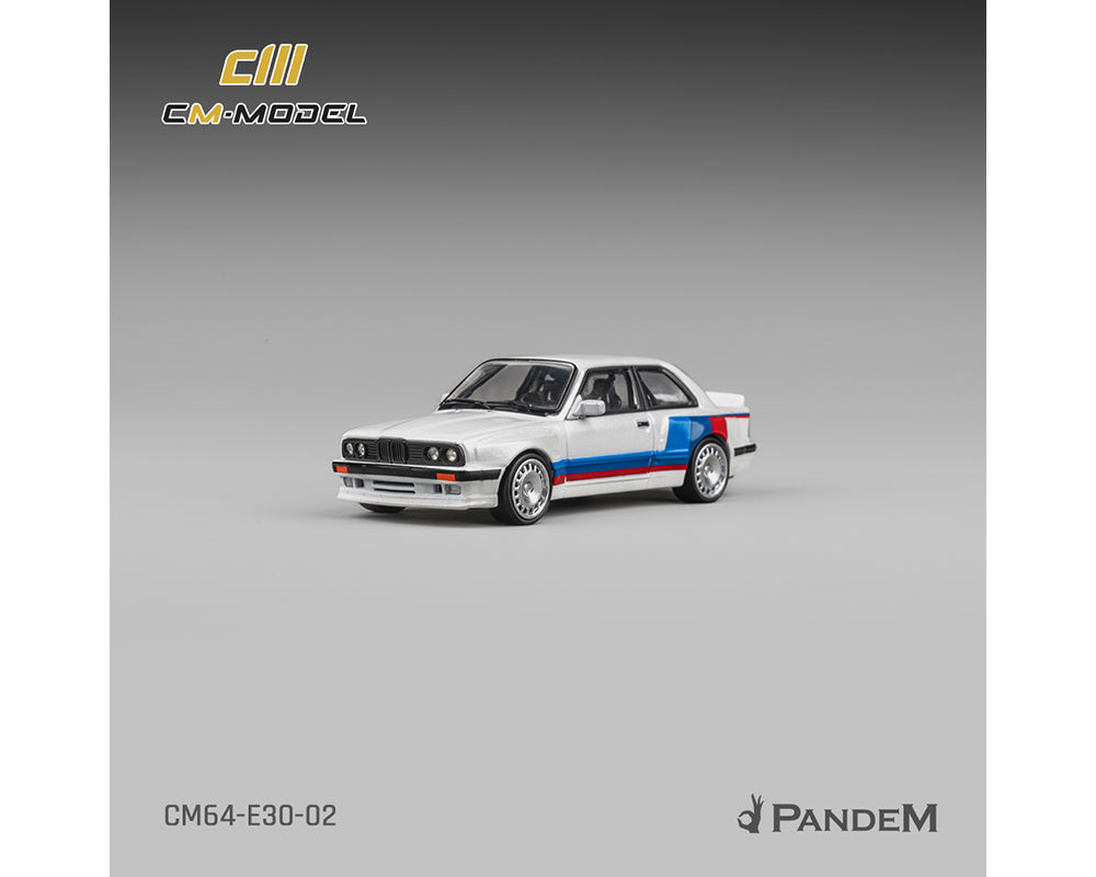 (COMING SOON)  CM MODEL 1/64 Pandem M3 E30 Alpine White with M Tri-Stripes CM64-E30-02