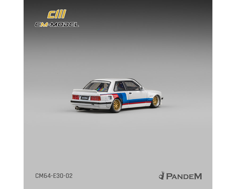 (COMING SOON)  CM MODEL 1/64 Pandem M3 E30 Alpine White with M Tri-Stripes CM64-E30-02