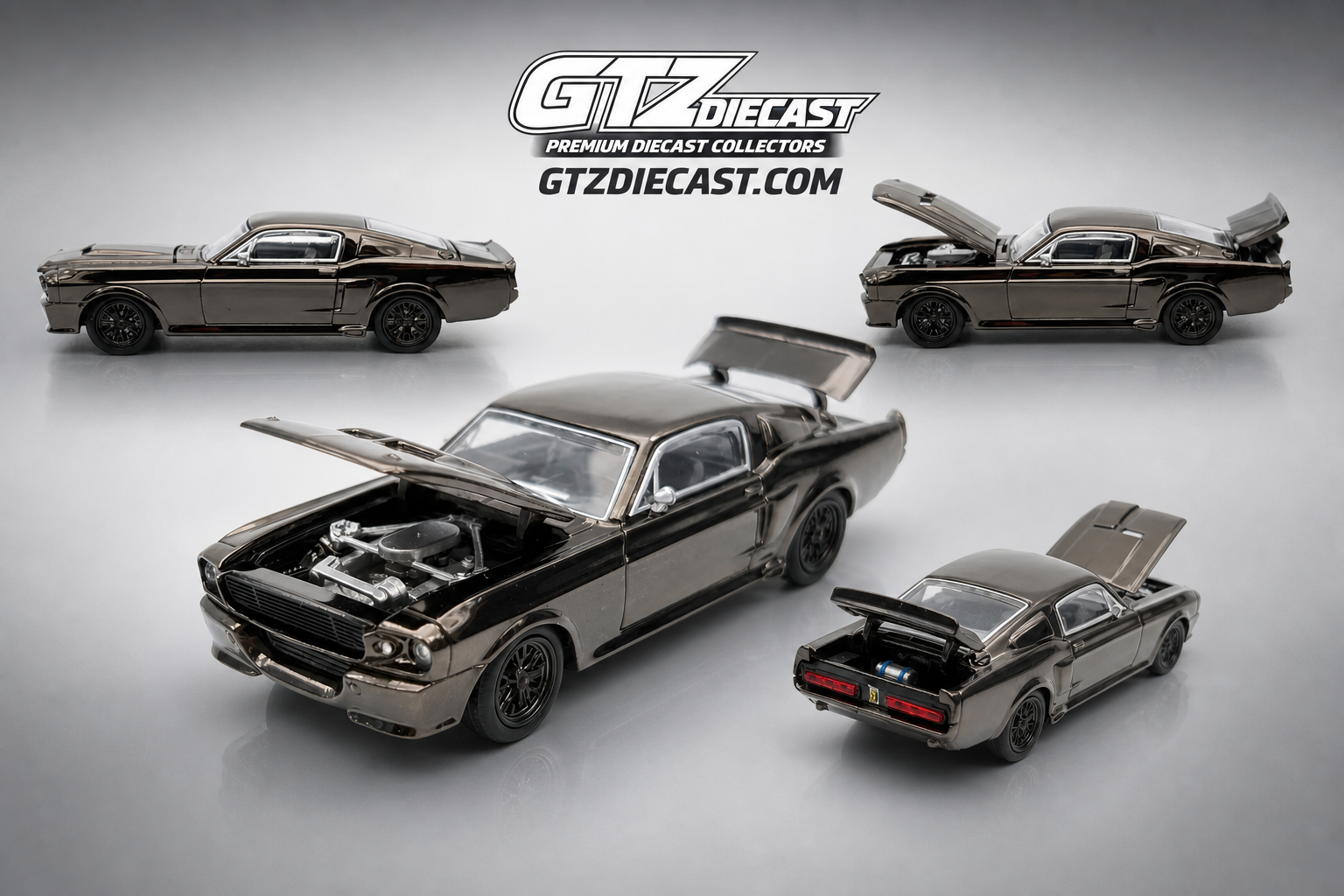 FORD SHELBY MUSTANG GT500 DARK CHROME PRDC004 POP RACE 1:64 DIECAST MODEL