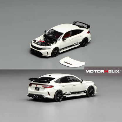 Motorhelix 1/64 Honda Civic TYPE R (FL5) HKS Championship White M65319