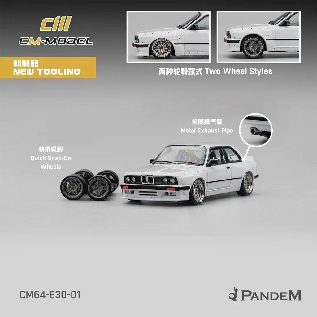 (COMING SOON)  CM MODEL 1/64 Pandem M3 E30 Pearl White CM64-E30-01