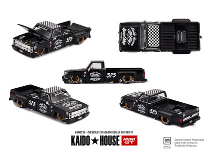 (Preorder) Kaido House x Mini GT Chevrolet Silverado Dually Hot Rod V1 – Flat Black