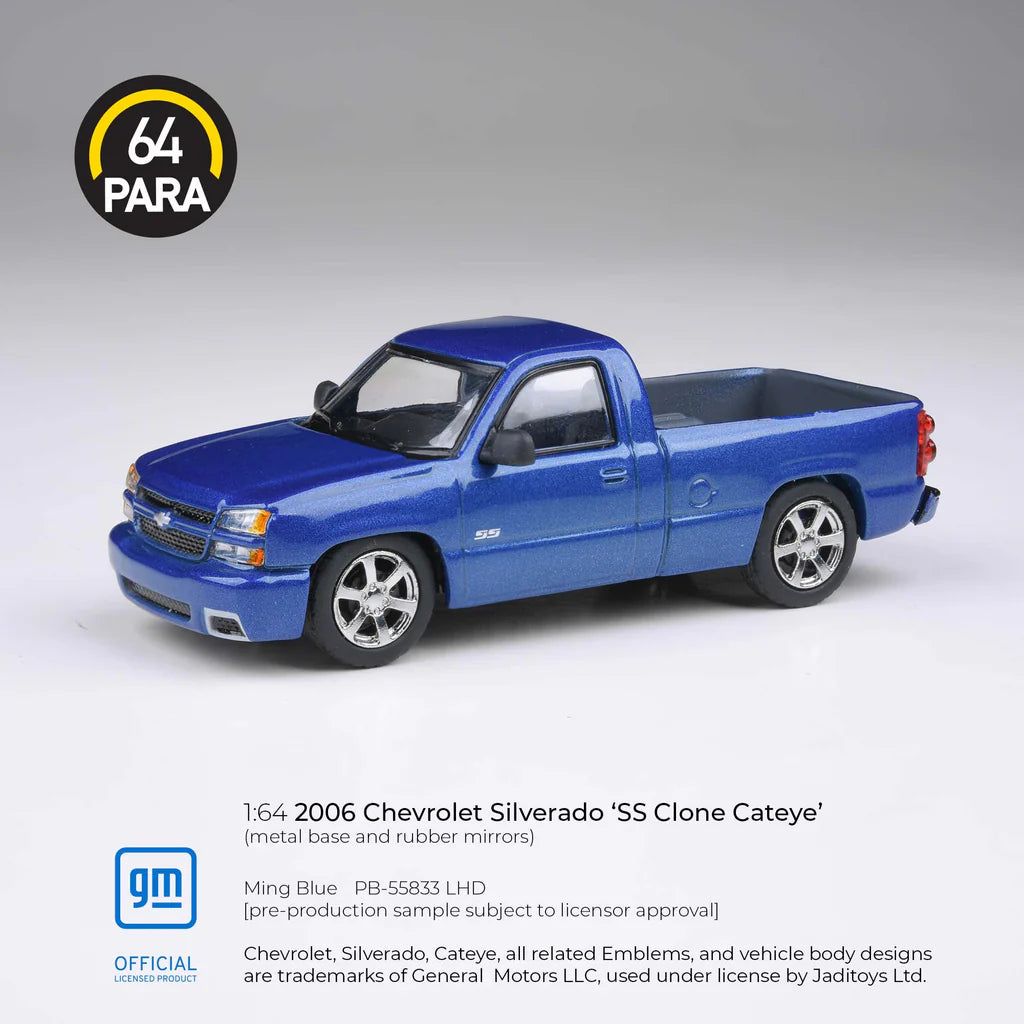 PARA64 1/64 2006 Chevrolet Silverado Single Cab Ming Blue PB-55833