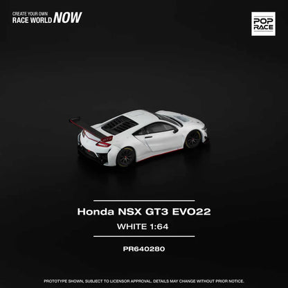 HONDA NSX GT3 EVO22 - WHITE PR640280 POP RACE 1:64 DIECAST MODEL