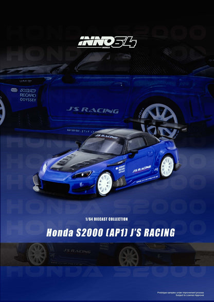 HONDA S2000 J'S RACING Blue IN64-S2000JS-BLUE INNO64 1:64 SCALE DIECAST