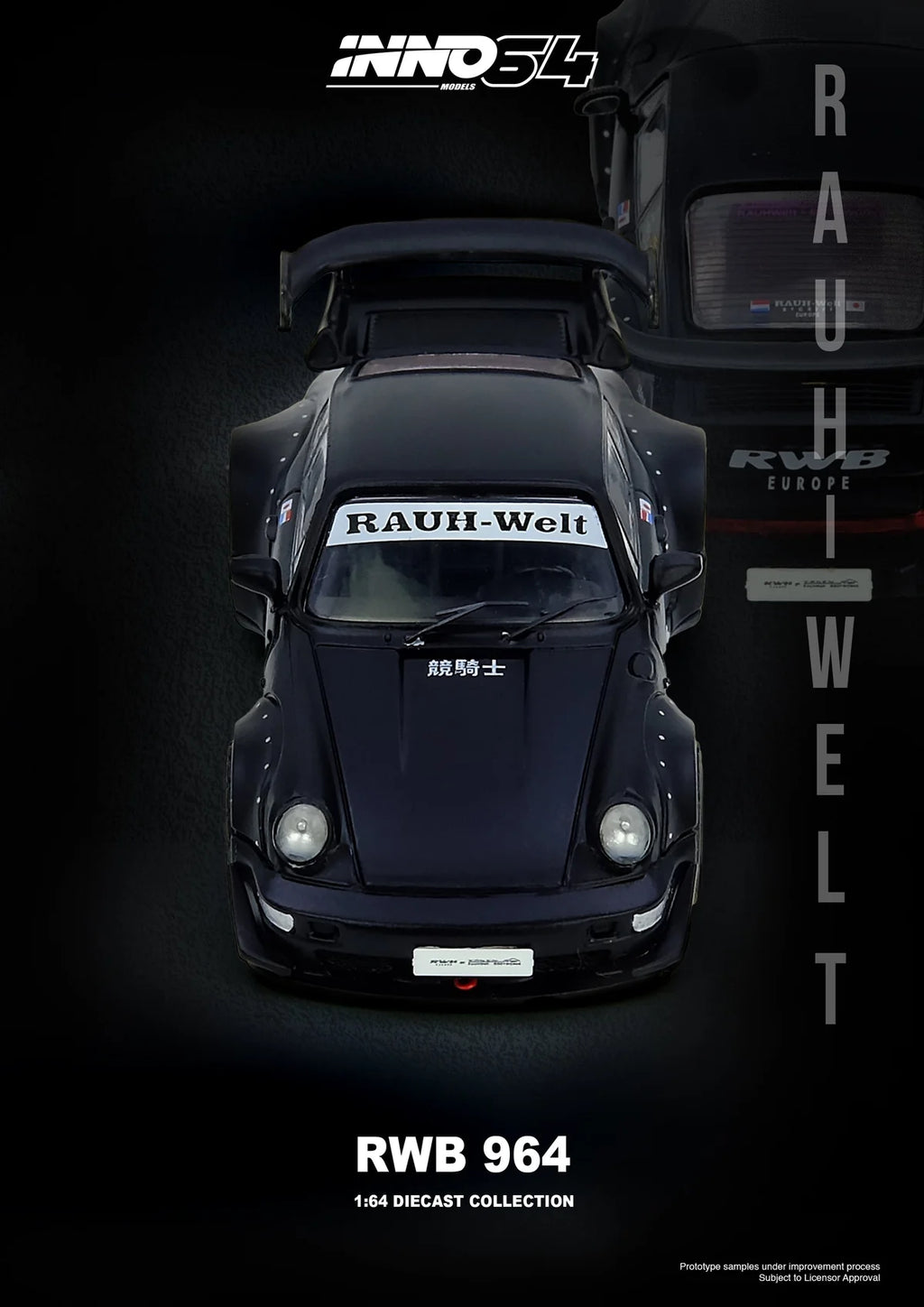 INNO64 1/64 RWB 964 Black Matt IN64-RWB964-BM