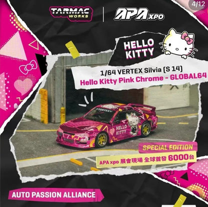 Tarmac Works 1/64 VERTEX Silvia (S14) Hello Kitty Pink Chrome APA XPO 2025 event model
