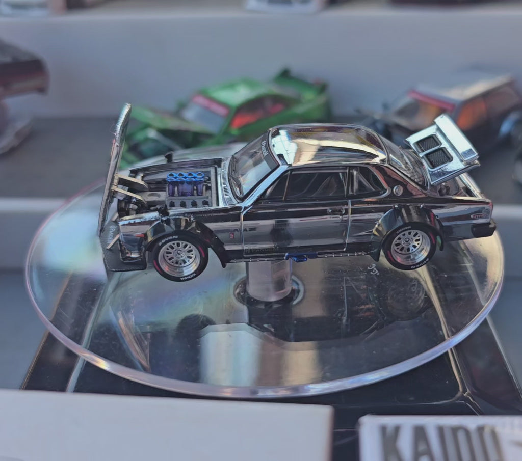 Pop Race 1:64 Nissan GT-R V8 Drift Hakosuka Chrome Silver HK ToyCar Salon #330