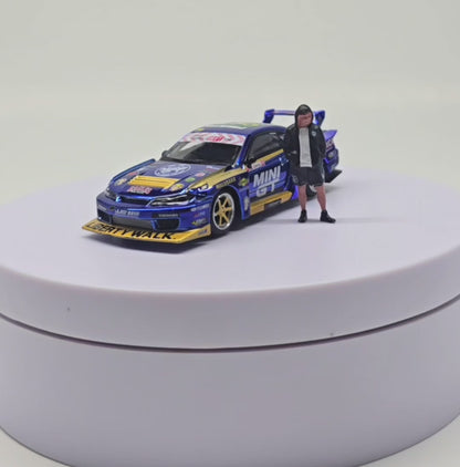 Mini GT 1:64 Nissan LB-Super Silhouette S15 SILVIA #555 Team MINI GT Liberty Walk 2025 Formula Drift – Chrome Blue