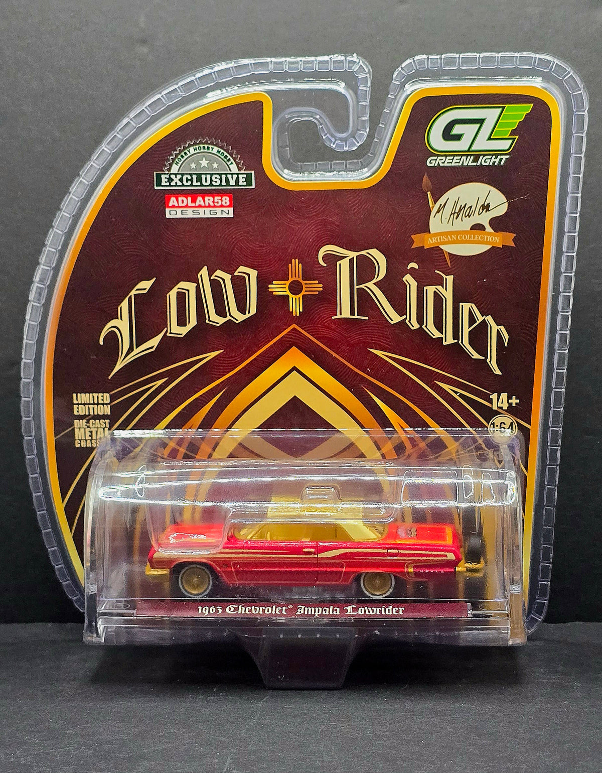 Greenlight 1:64 1963 Chevrolet Impala Lowrider – Michael Heralda Special Edition – Hobby Exclusive – M. Red