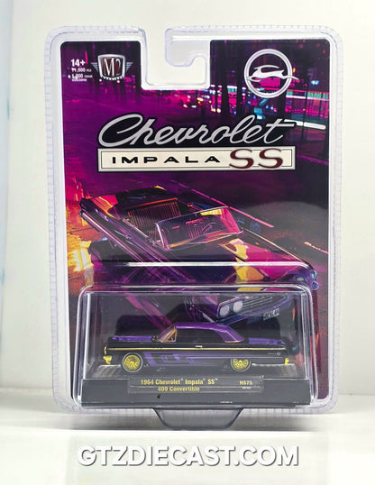 (CHASE) M2 Machines 1:64 1964 Chevrolet Impala SS 409 Convertible – Black – Hobby Exclusive