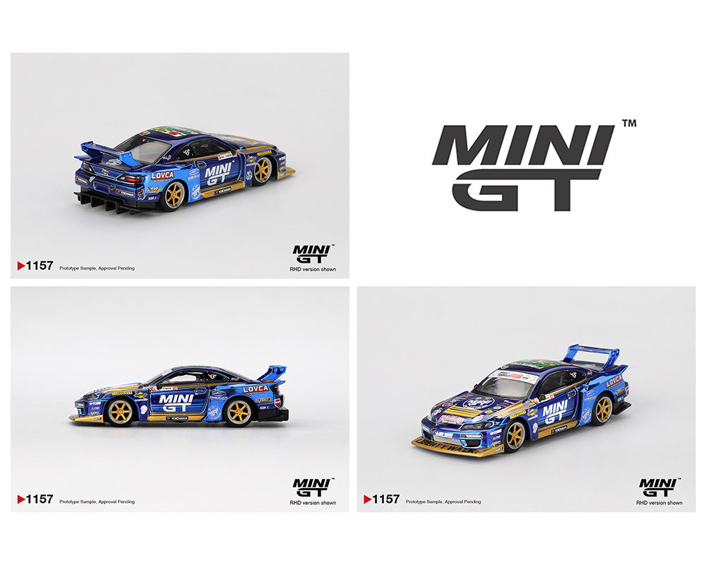 (Preorder) Mini GT 1:64 Nissan LB-Super Silhouette S15 SILVIA #555 Team MINI GT Liberty Walk 2025 Formula Drift – Chrome Blue