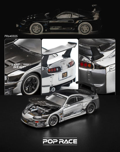 POPRACE 1:64 Top Secret GT300 Supra - Silver Chrome PR640325