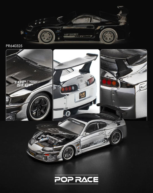 POPRACE 1:64 Top Secret GT300 Supra - Silver Chrome PR640325
