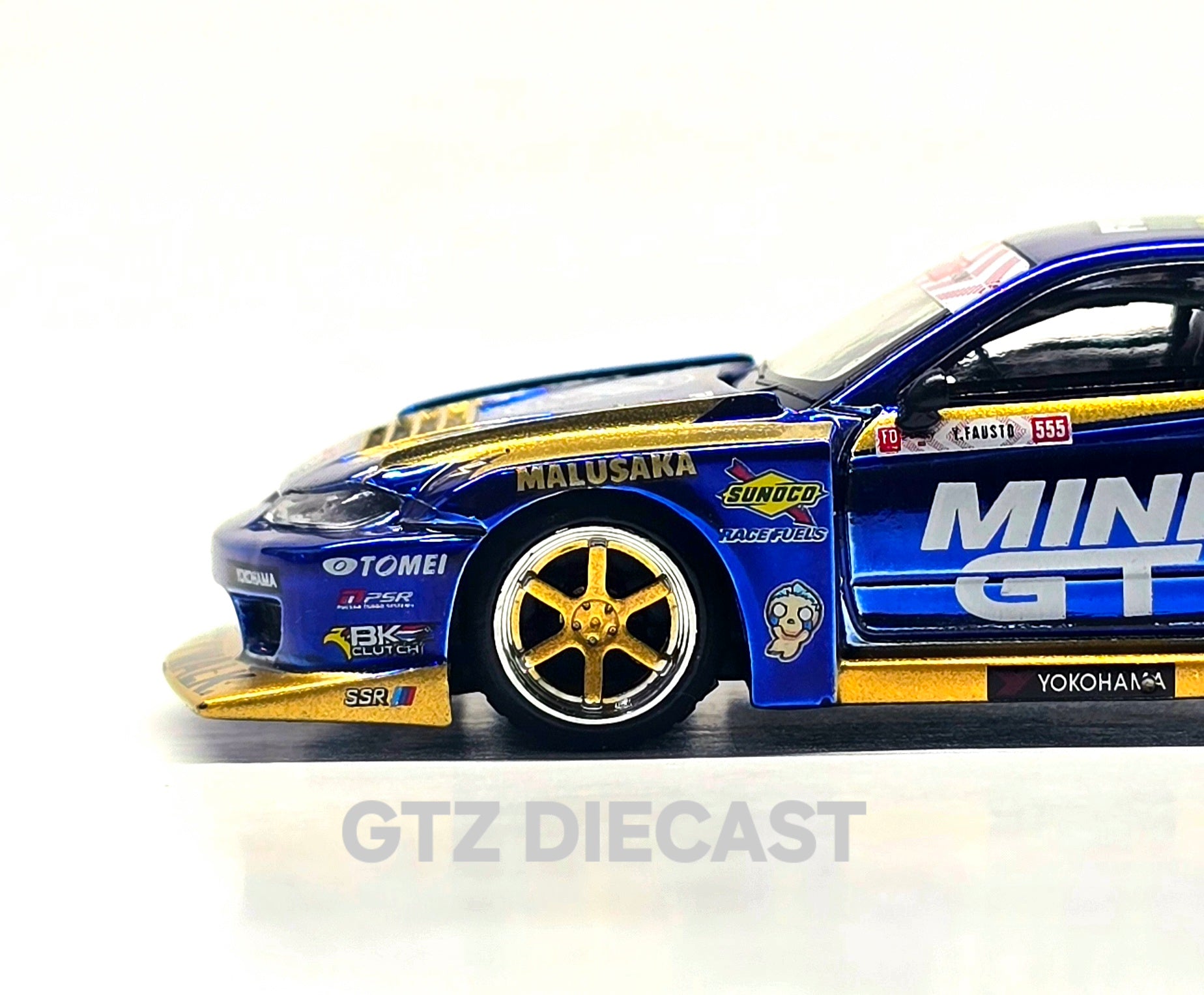Mini GT 1:64 Nissan LB-Super Silhouette S15 SILVIA #555 Team MINI GT Liberty Walk 2025 Formula Drift – Chrome Blue