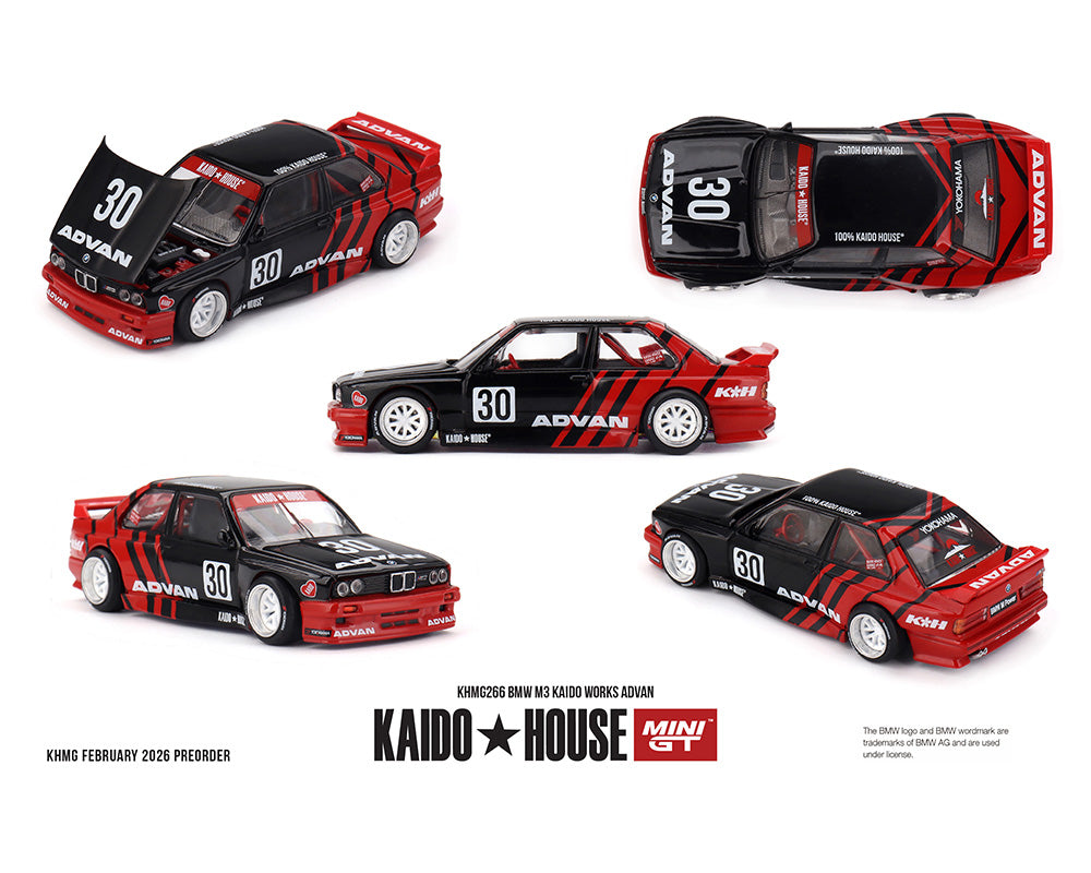 (Preorder) Kaido House x Mini GT 1:64 BMW M3 Kaido Works Advan – Black/Red
