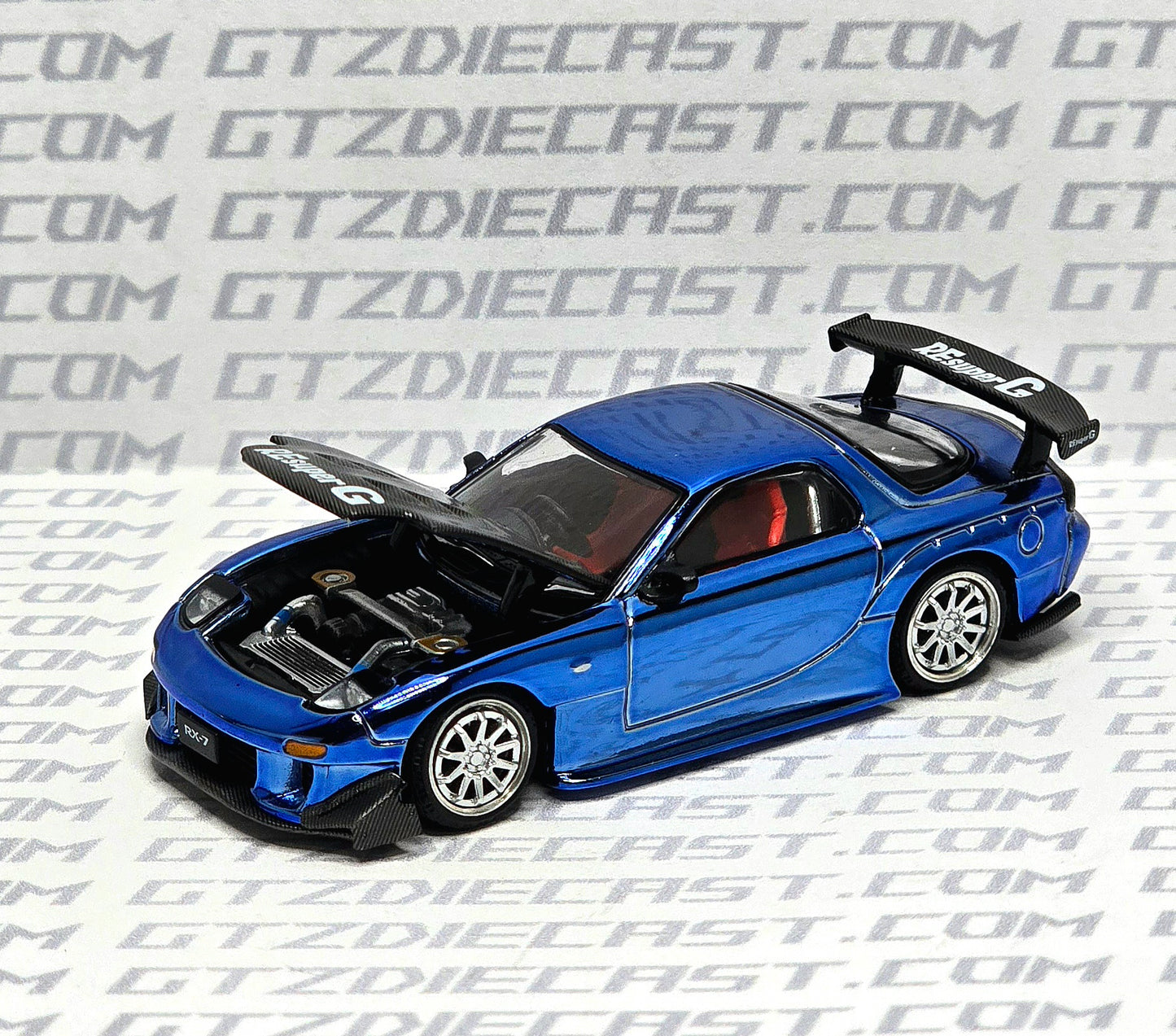 POPRACE PR64-223 MAZDA RX7 RE-AMEMIYA WIDEBODY BLUE CHROME 1/64 POP RACE RX-7