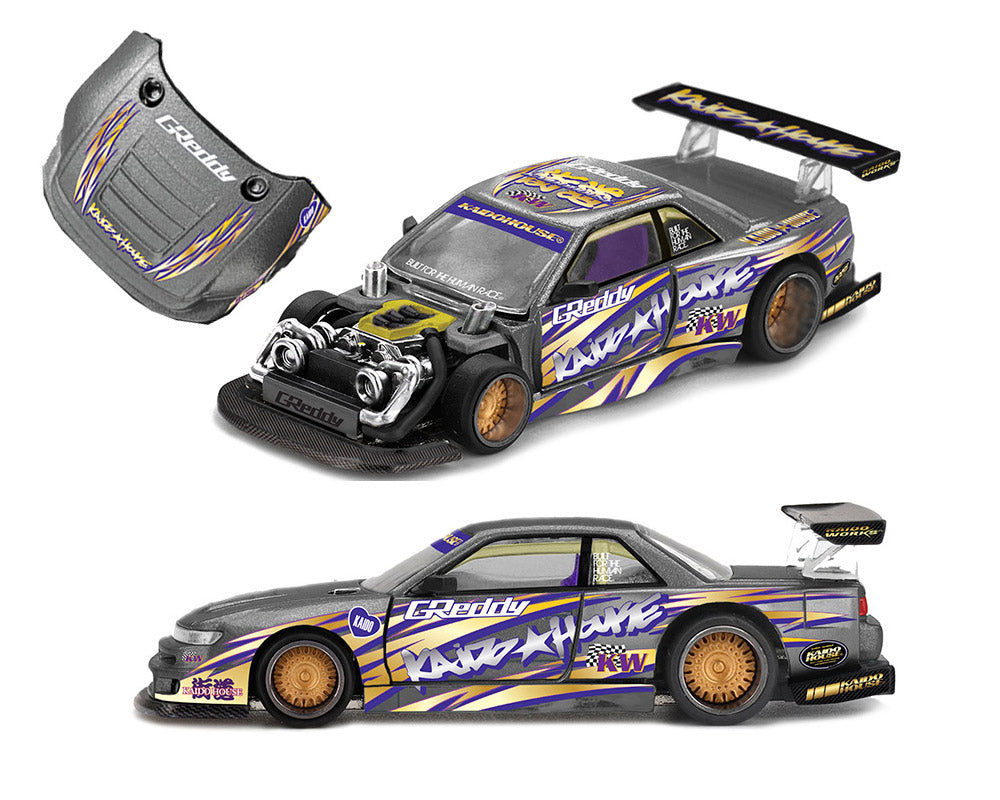 (CHASE VERSION) Kaido House x Mini GT Nissan Silvia S13-R Kaido Drift V1 Greddy – Gunmetal Gray