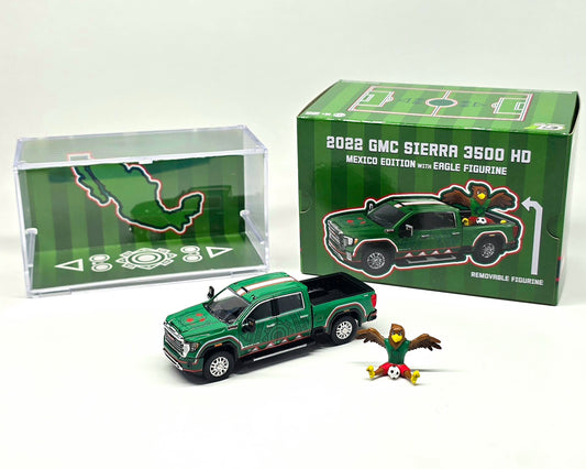 Greenlight 1:64 International Soccer Celebration ’26 – 2022 GMC Sierra 3500 HD Mexico Tribute with Eagle – Limited Edition