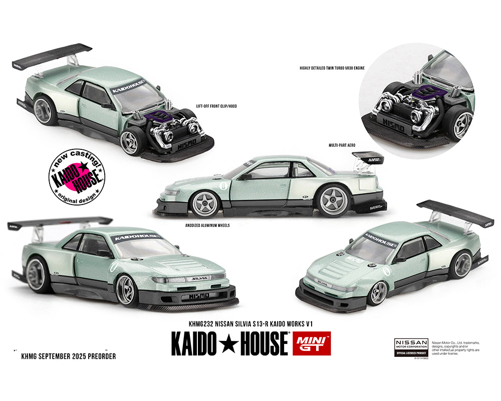 Kaido House x Mini GT Nissan Silvia S13-R – Sea Foam Green //232